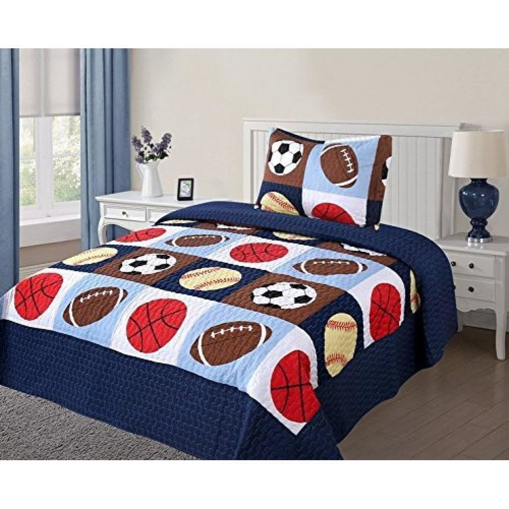 Golden Linens Twin Size 2 Piece Comforter Set Kids Sports